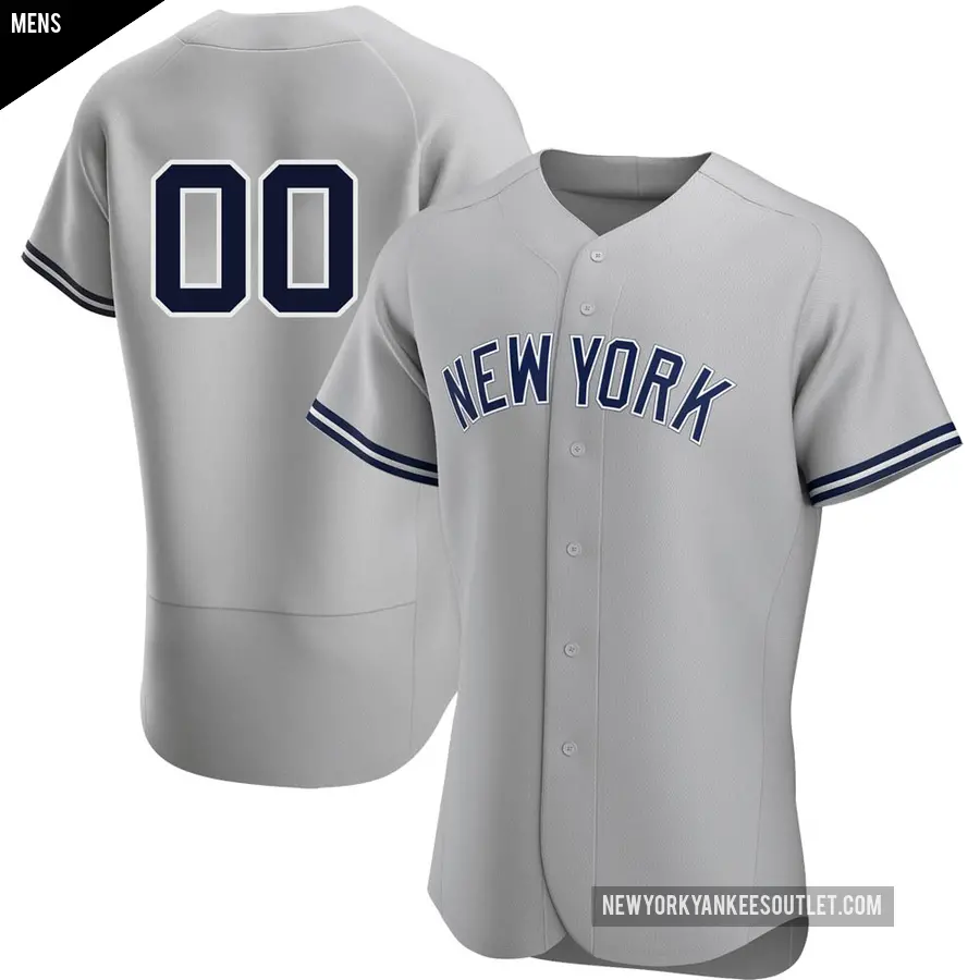 Men's New York Yankees ＃00 Custom Authentic Gray Road Jersey