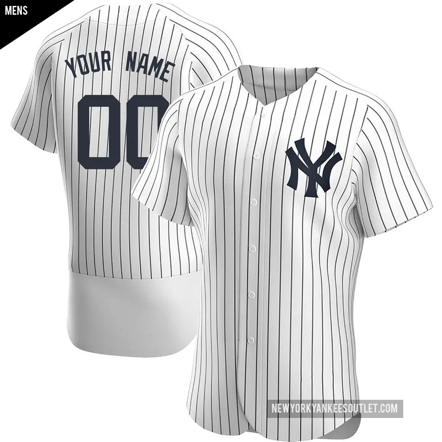 Men's New York Yankees ＃00 Custom Authentic White Home Jersey