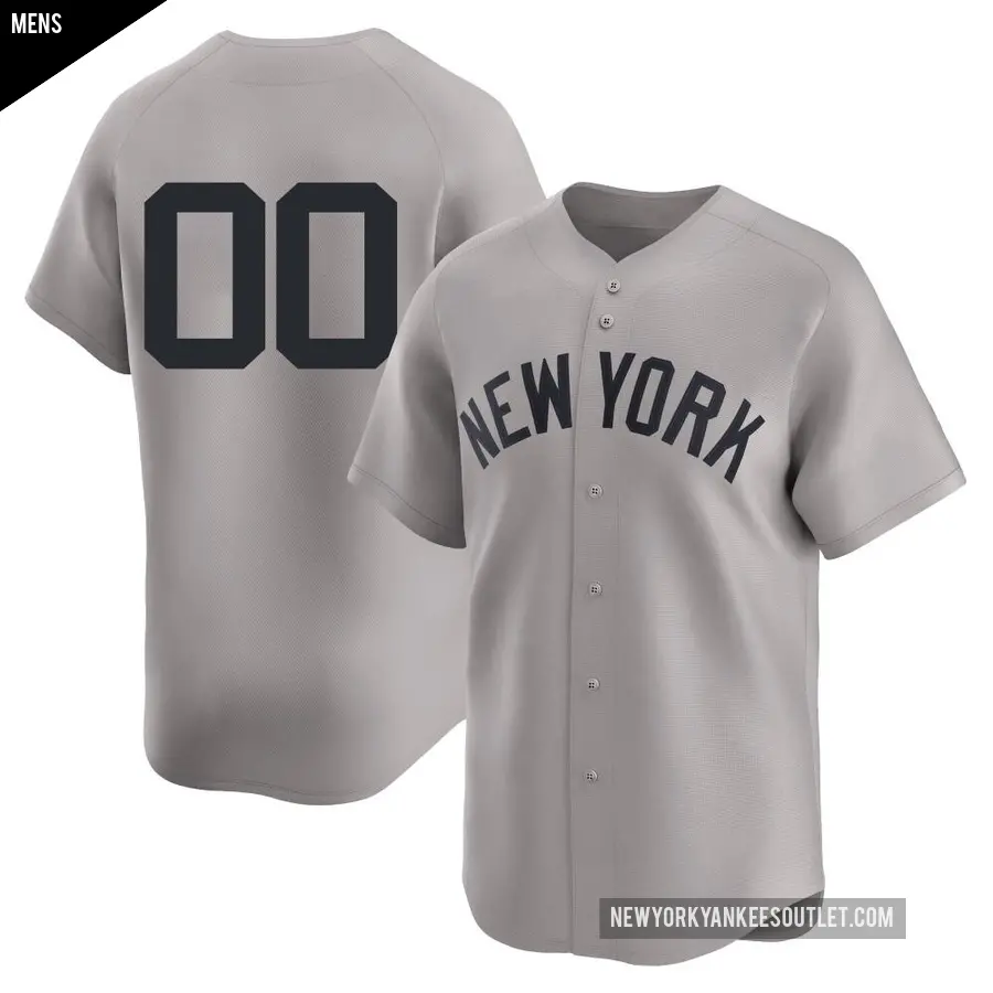 Men's New York Yankees ＃00 Custom Limited Gray Away 2nd Jersey