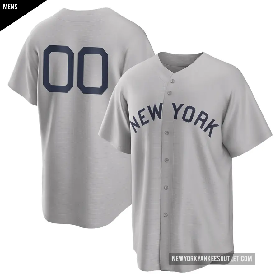 Men's New York Yankees ＃00 Custom Replica Gray 2021 Field of Dreams Jersey