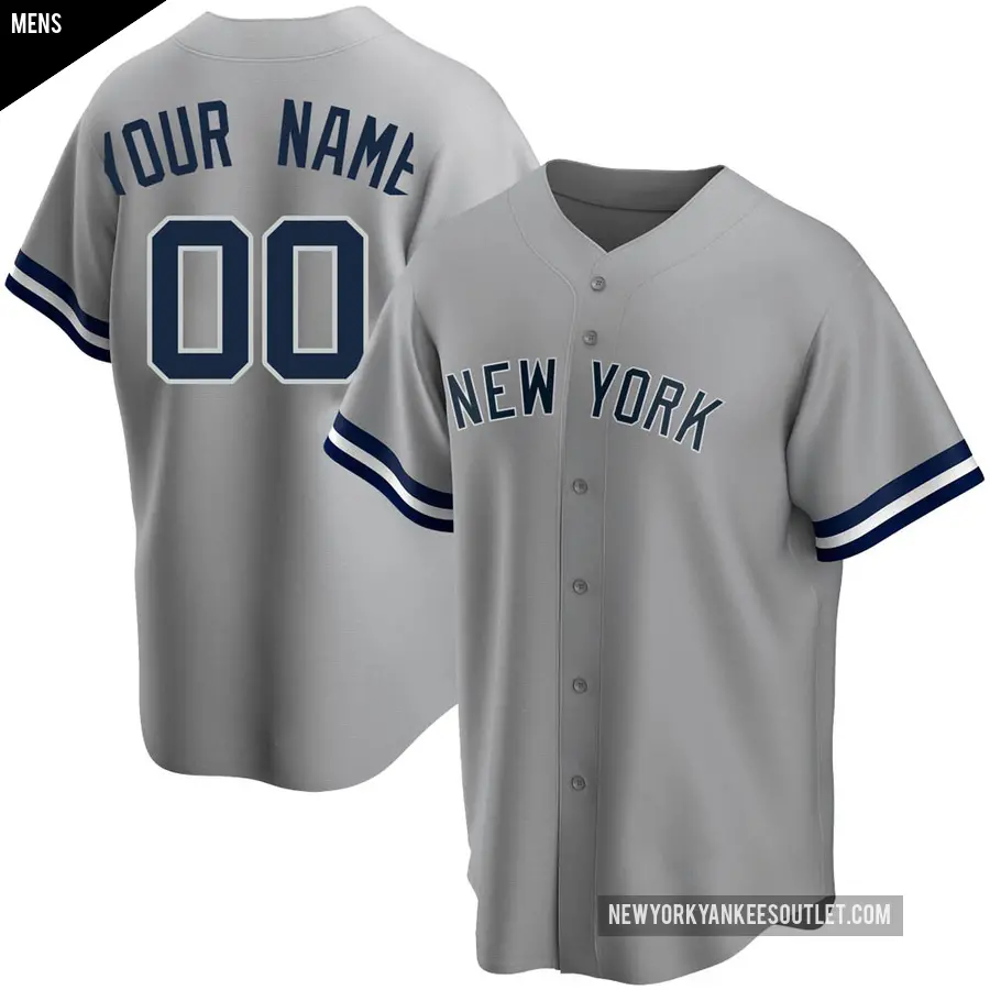 Men's New York Yankees ＃00 Custom Replica Gray Road Name Jersey