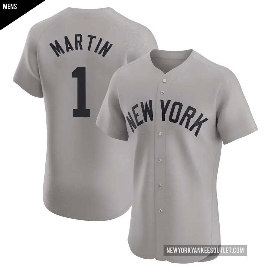 Men's New York Yankees ＃1 Billy Martin Elite Gray Road Jersey