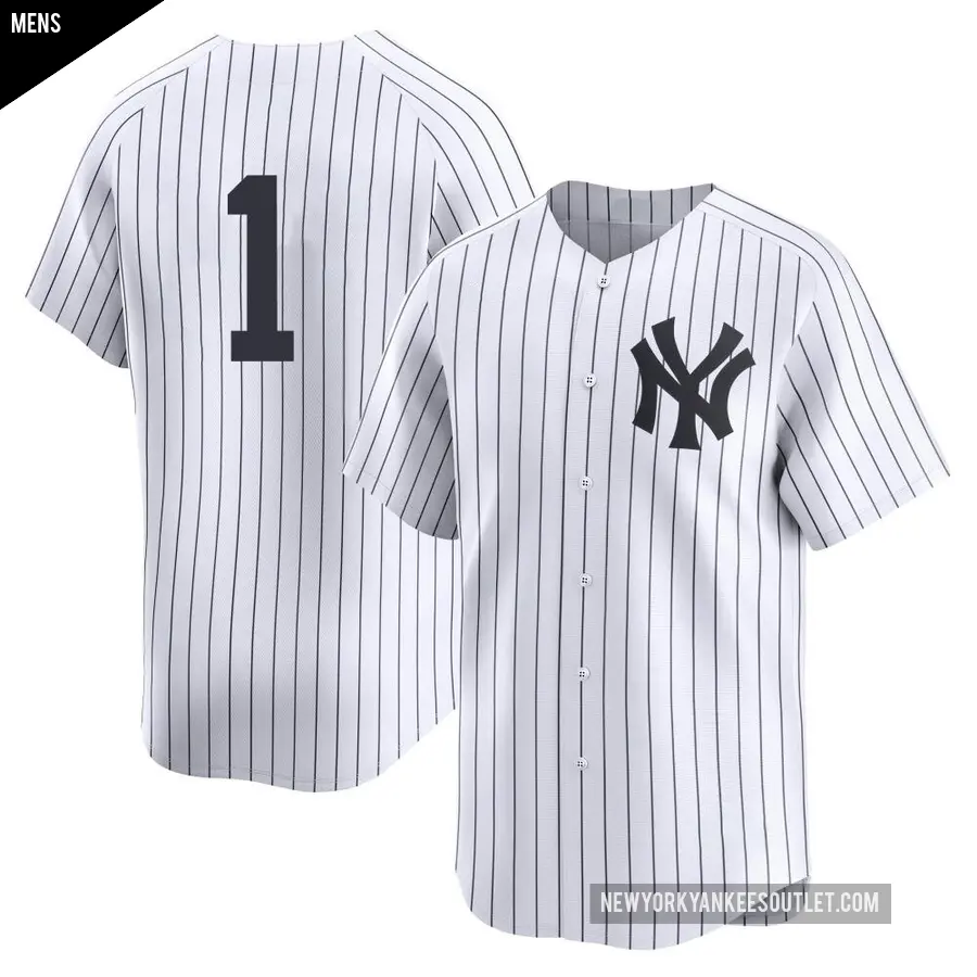 Men's New York Yankees ＃1 Billy Martin Limited White Yankee Home 2nd Jersey