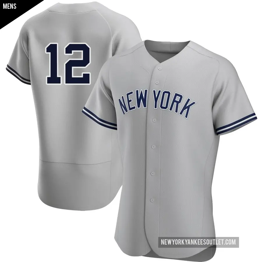 Men's New York Yankees ＃12 Trent Grisham Authentic Gray Road Jersey