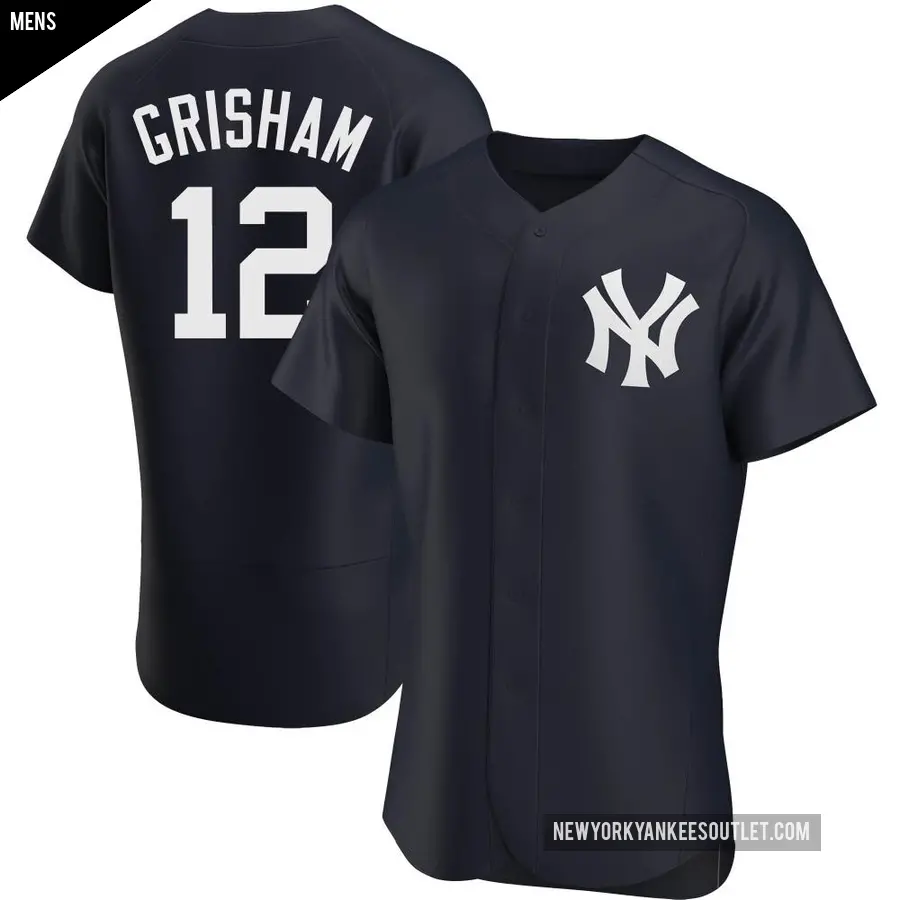 Men's New York Yankees ＃12 Trent Grisham Authentic Navy Alternate Jersey