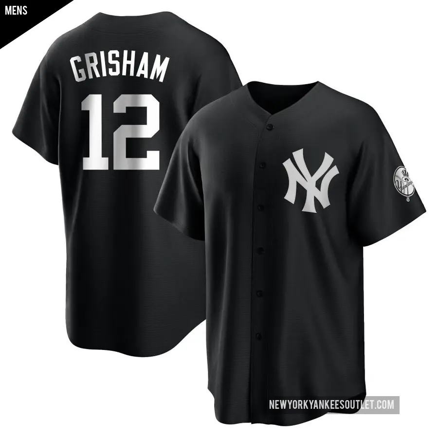 Men's New York Yankees ＃12 Trent Grisham Replica Black/White Jersey