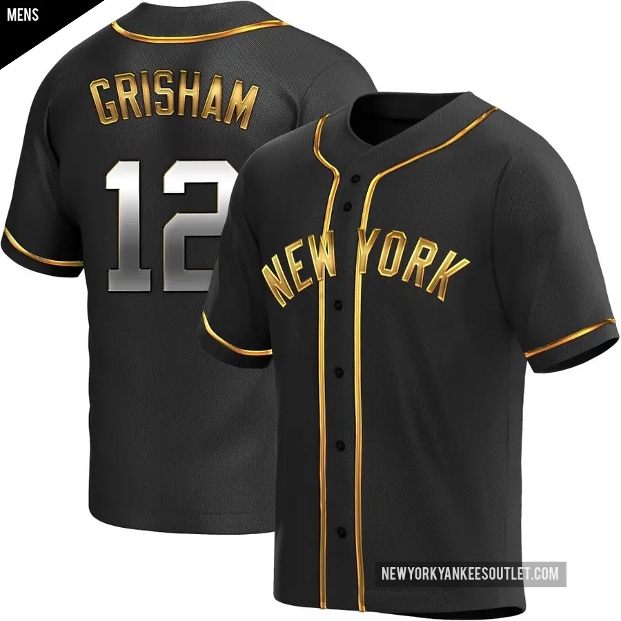 Men's New York Yankees ＃12 Trent Grisham Replica Gold Black en Alternate Jersey