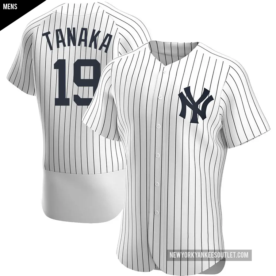 Men's New York Yankees ＃19 Masahiro Tanaka Authentic White Home Jersey