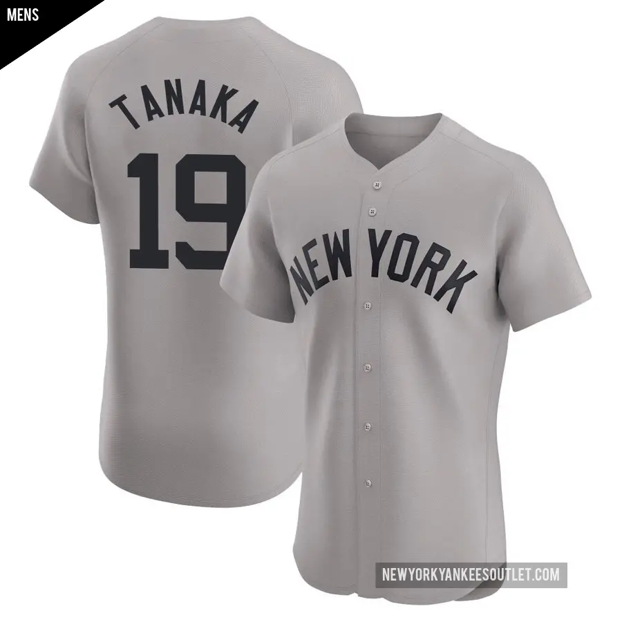 Men's New York Yankees ＃19 Masahiro Tanaka Elite Gray Road Jersey