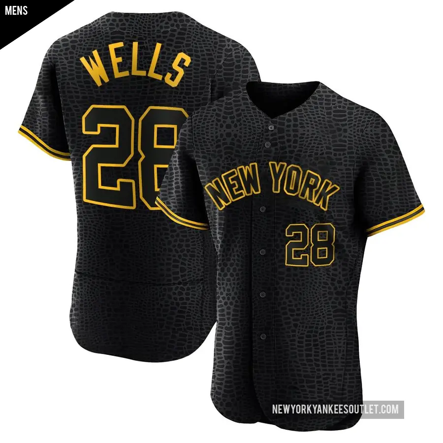 Men's New York Yankees ＃28 Austin Wells Authentic Black Snake Skin City Jersey