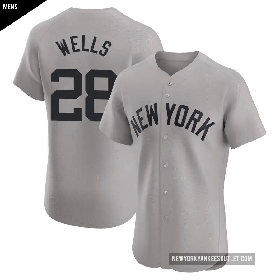 Men's New York Yankees ＃28 Austin Wells Elite Gray Road Jersey