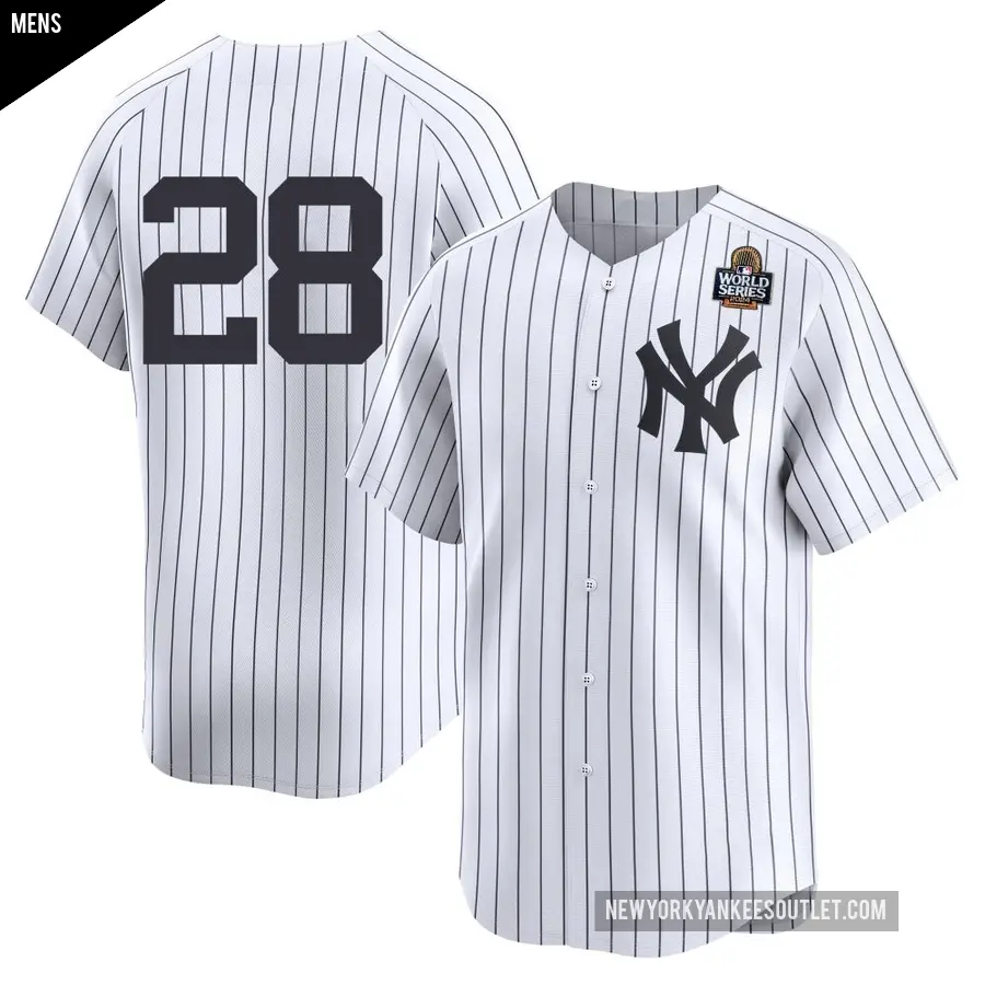 Men's New York Yankees ＃28 Austin Wells Limited White Yankee Home 2nd 2024 World Series Jersey