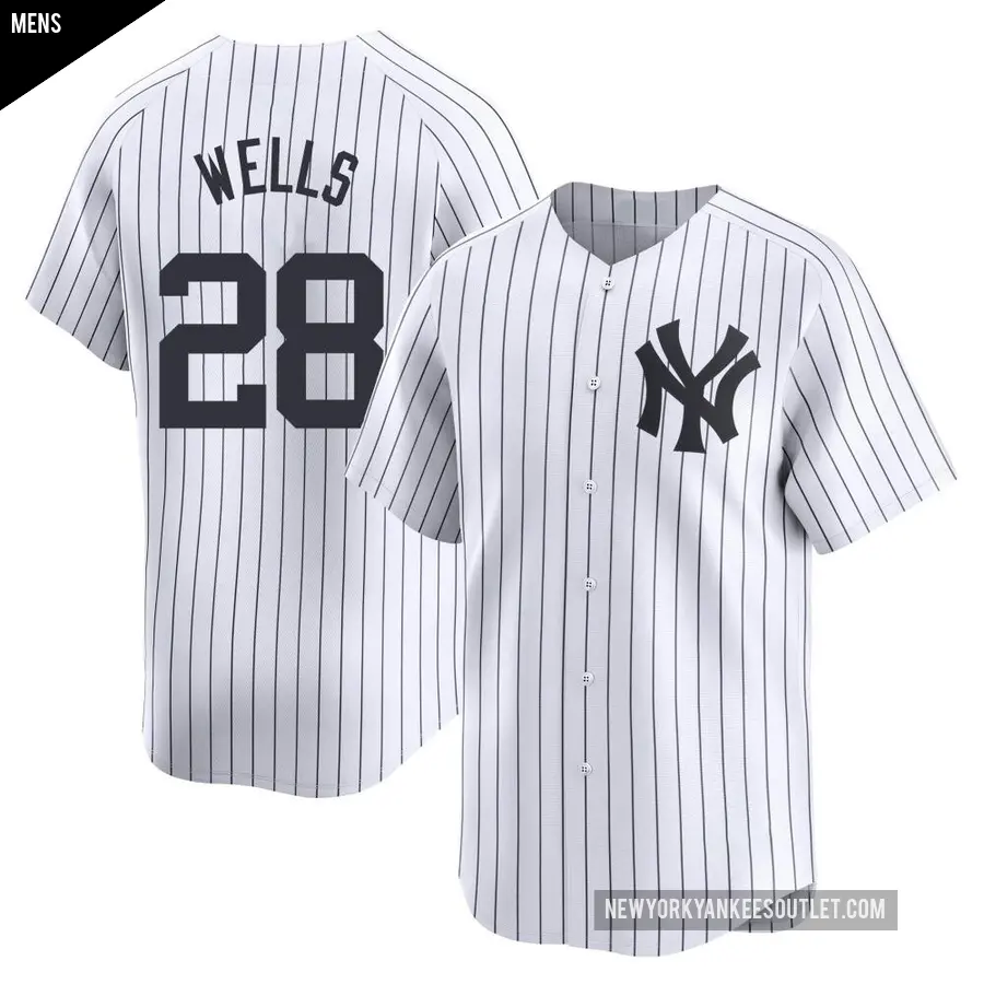 Men's New York Yankees ＃28 Austin Wells Limited White Yankee Home Jersey