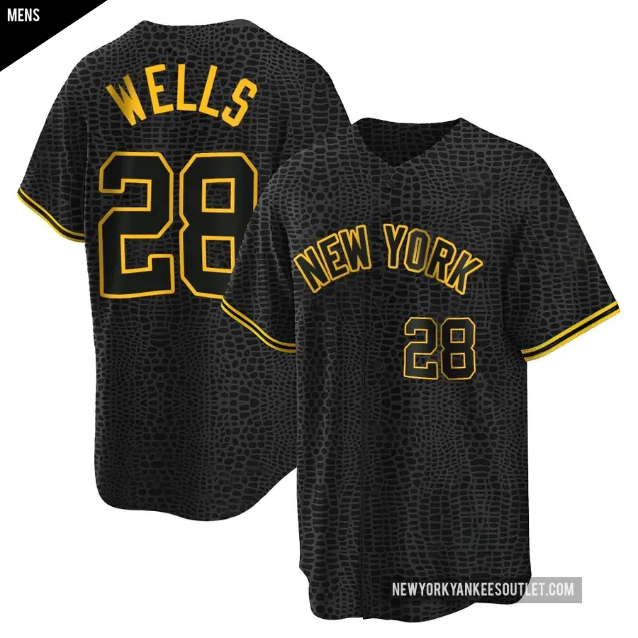 Men's New York Yankees ＃28 Austin Wells Replica Black Snake Skin City Jersey