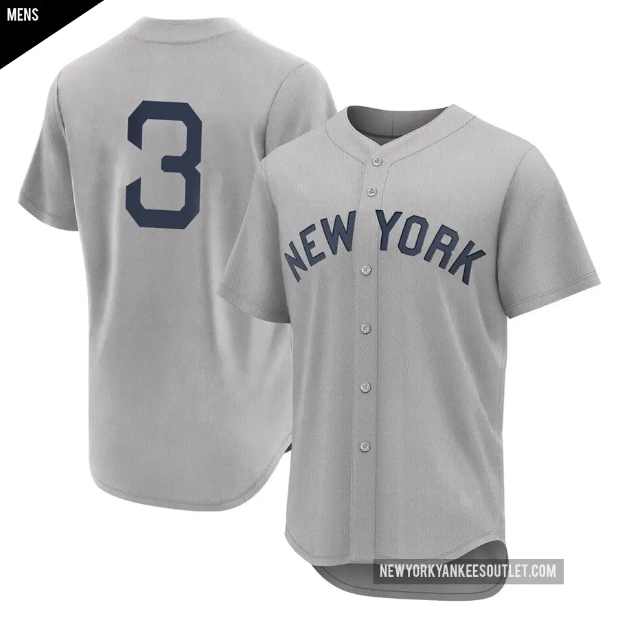 Men's New York Yankees ＃3 Babe Ruth Authentic Gray 2021 Field of Dreams Jersey