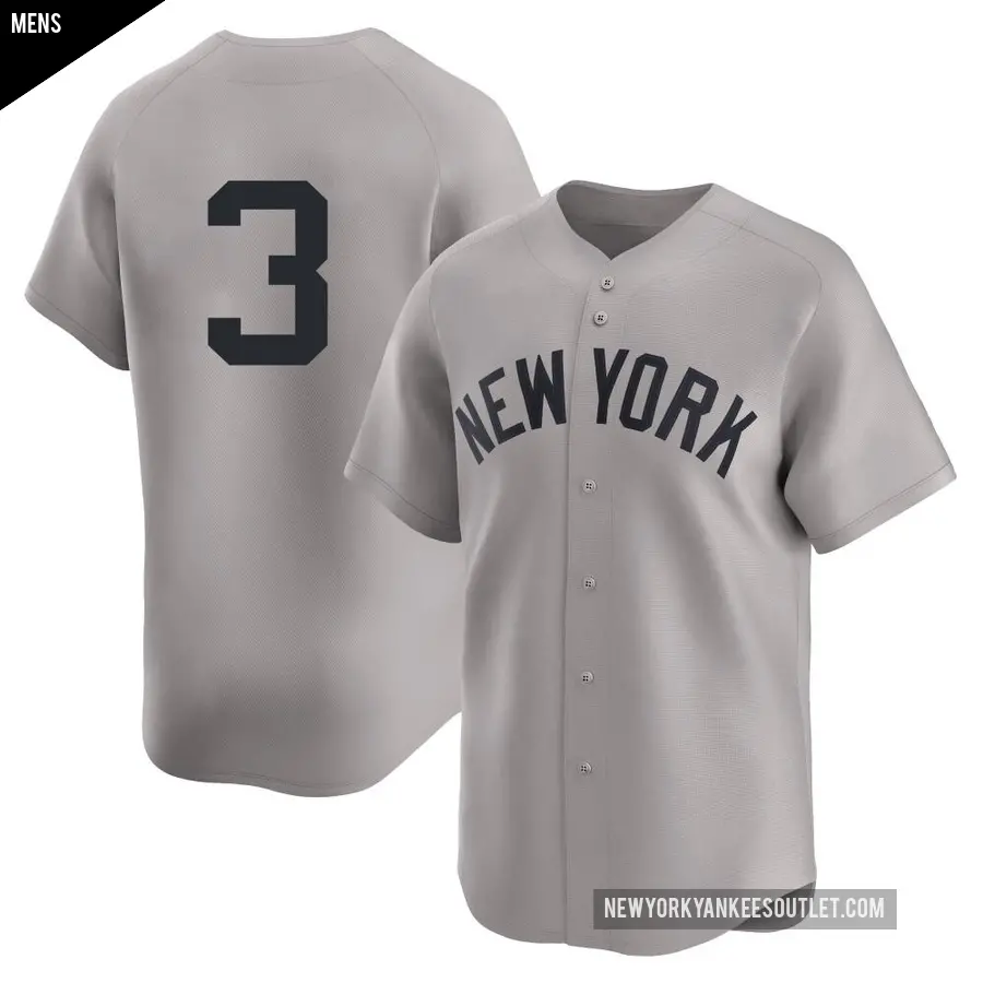 Men's New York Yankees ＃3 Babe Ruth Limited Gray Away 2nd Jersey