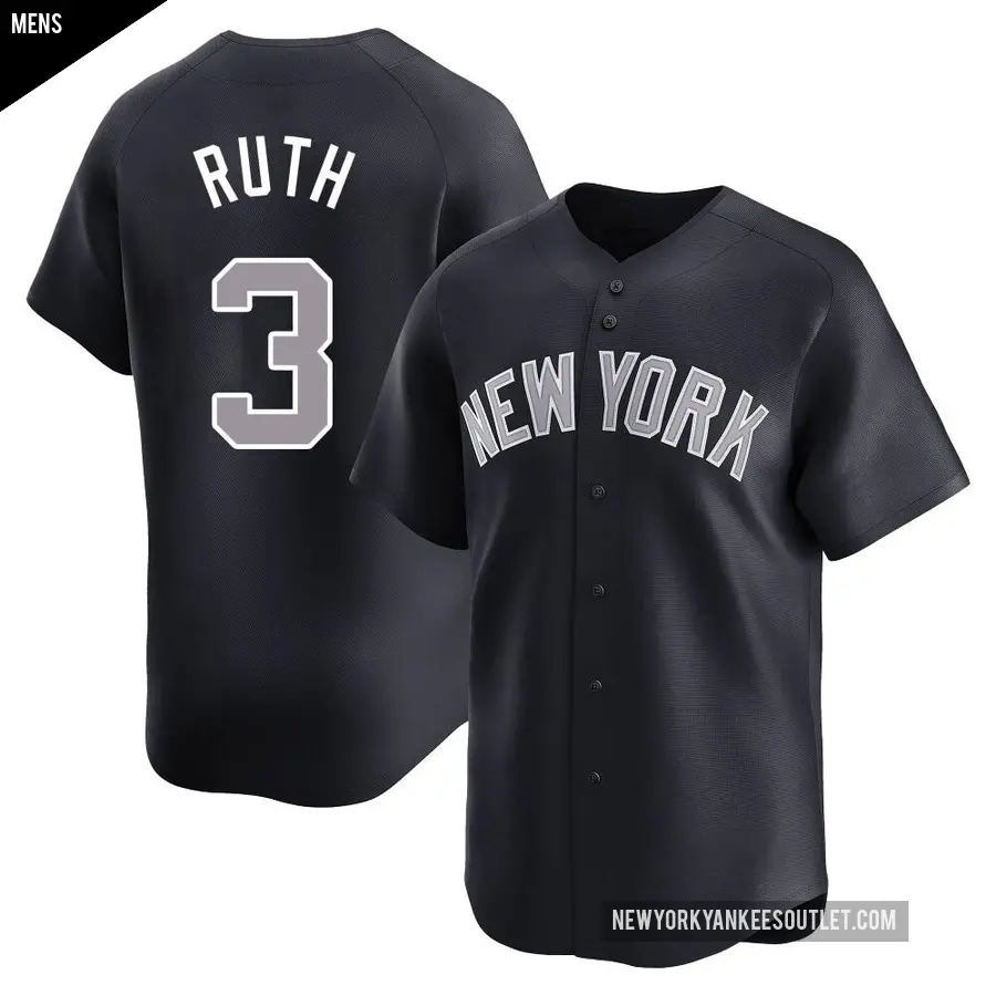 Men's New York Yankees ＃3 Babe Ruth Limited Navy Alternate Jersey