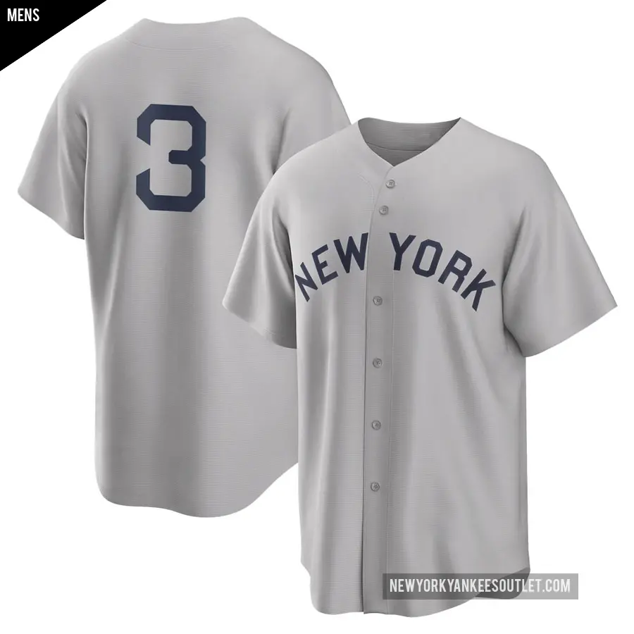 Men's New York Yankees ＃3 Babe Ruth Replica Gray 2021 Field of Dreams Jersey