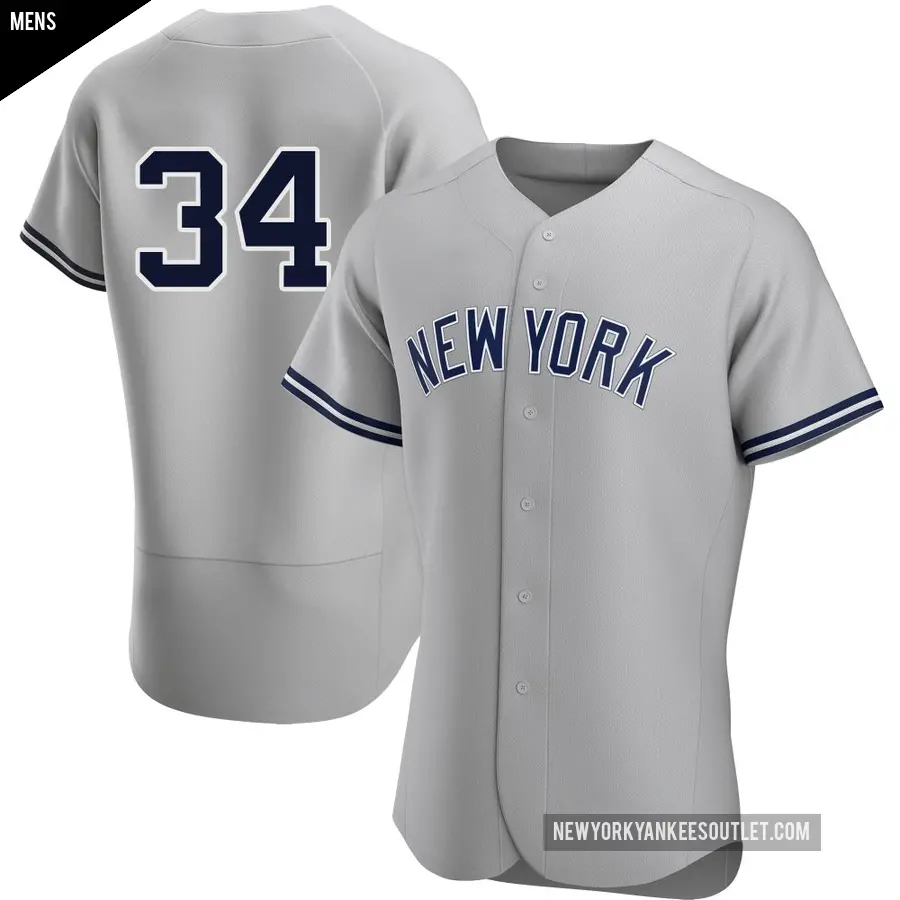 Men's New York Yankees ＃34 JT Brubaker Authentic Gray Road Jersey