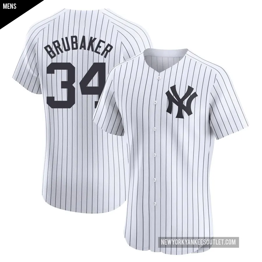 Men's New York Yankees ＃34 JT Brubaker Elite White Home Jersey