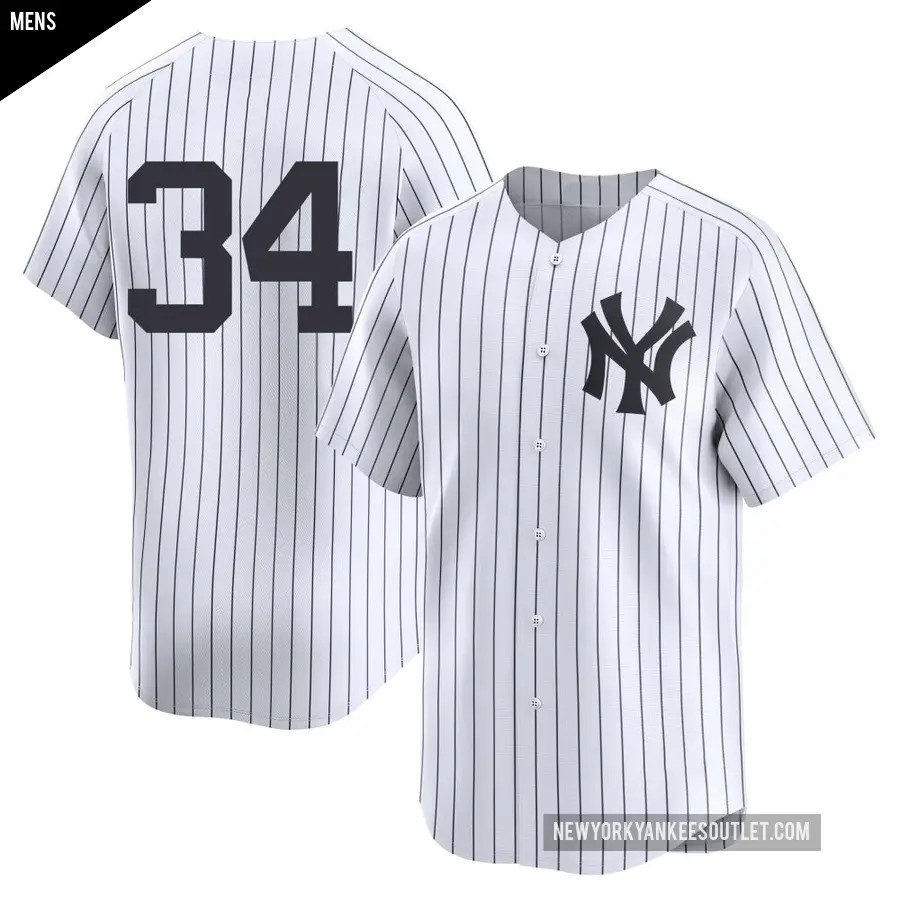 Men's New York Yankees ＃34 JT Brubaker Limited White Yankee Home 2nd Jersey