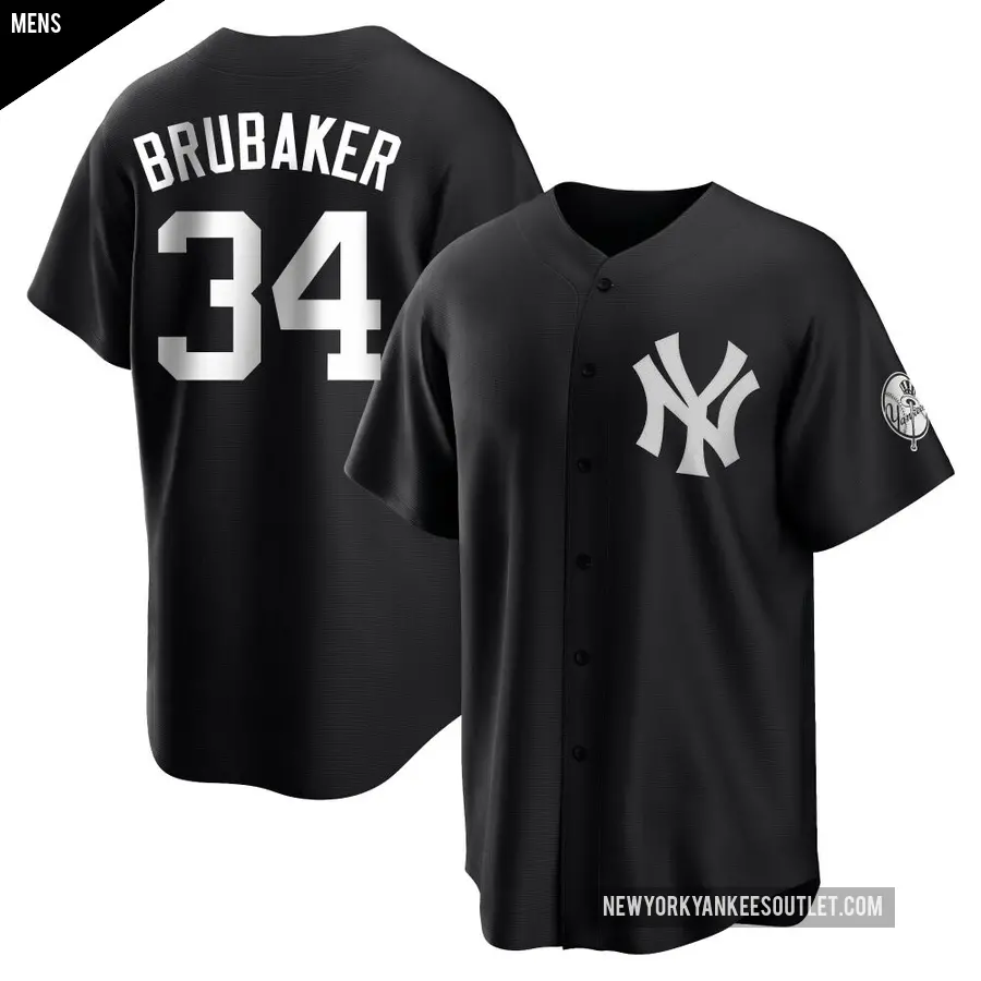 Men's New York Yankees ＃34 JT Brubaker Replica Black/White Jersey