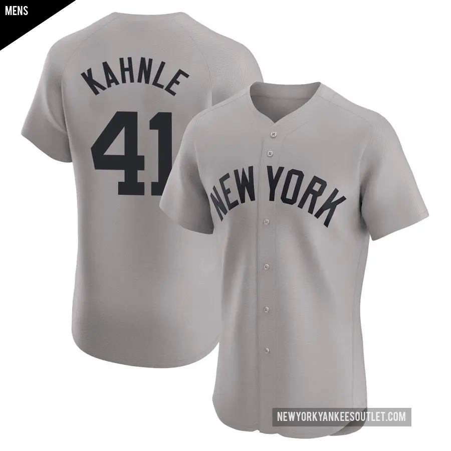 Men's New York Yankees ＃41 Tommy Kahnle Elite Gray Road Jersey