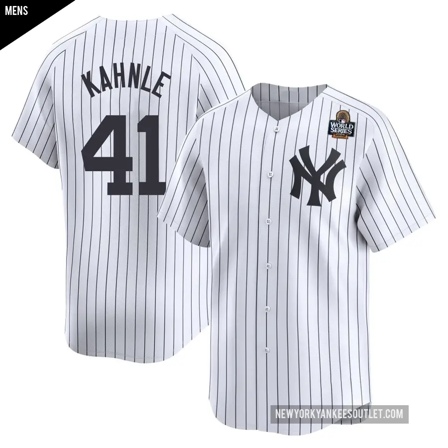 Men's New York Yankees ＃41 Tommy Kahnle Limited White Yankee Home 2024 World Series Jersey