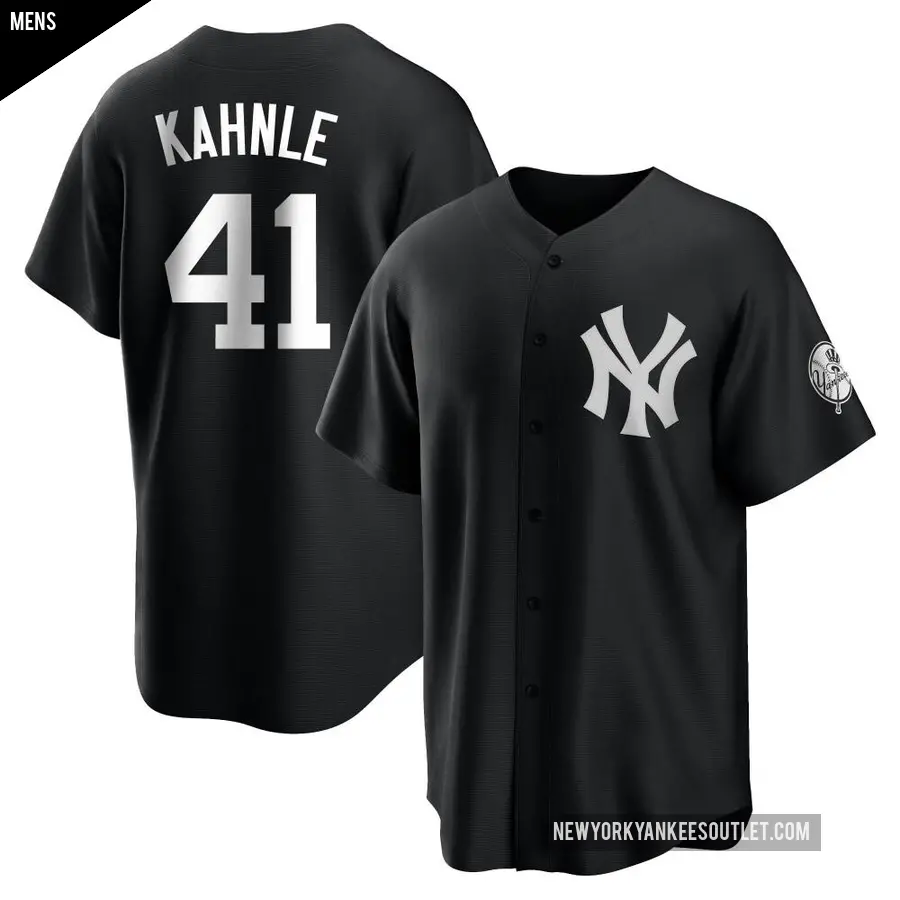 Men's New York Yankees ＃41 Tommy Kahnle Replica Black/White Jersey