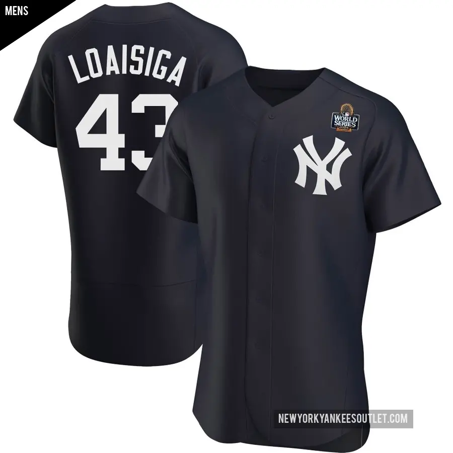 Men's New York Yankees ＃43 Jonathan Loaisiga Authentic Navy Alternate 2024 World Series Jersey