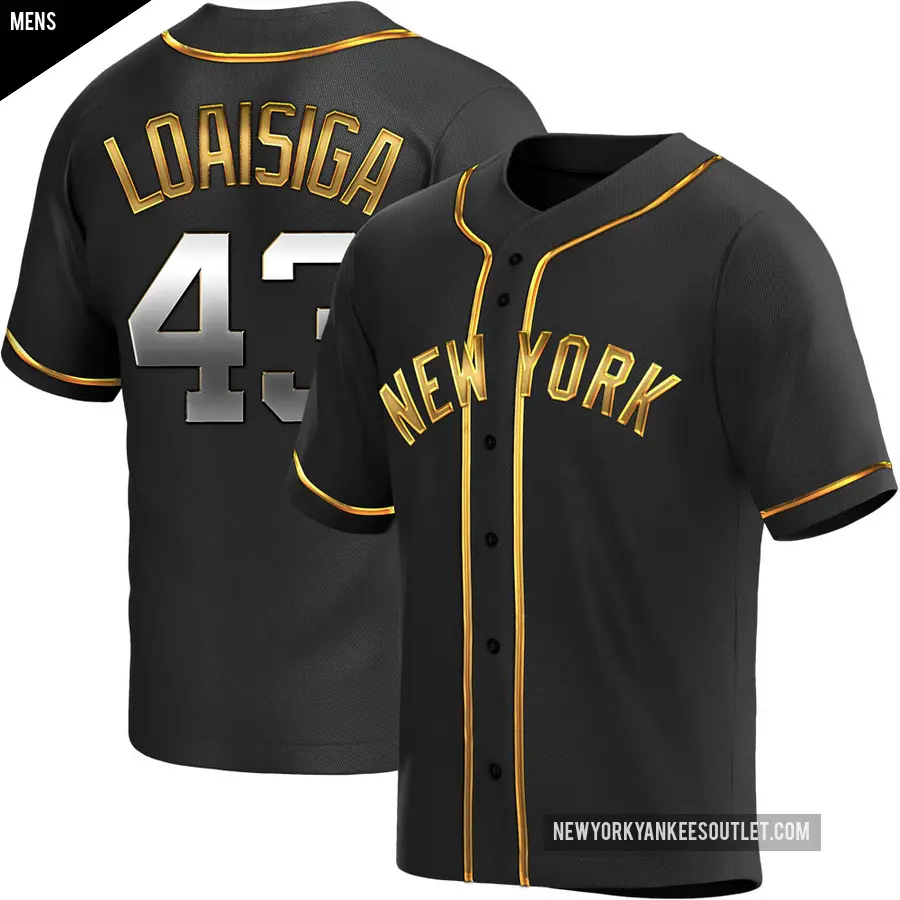 Men's New York Yankees ＃43 Jonathan Loaisiga Replica Gold Black en Alternate Jersey