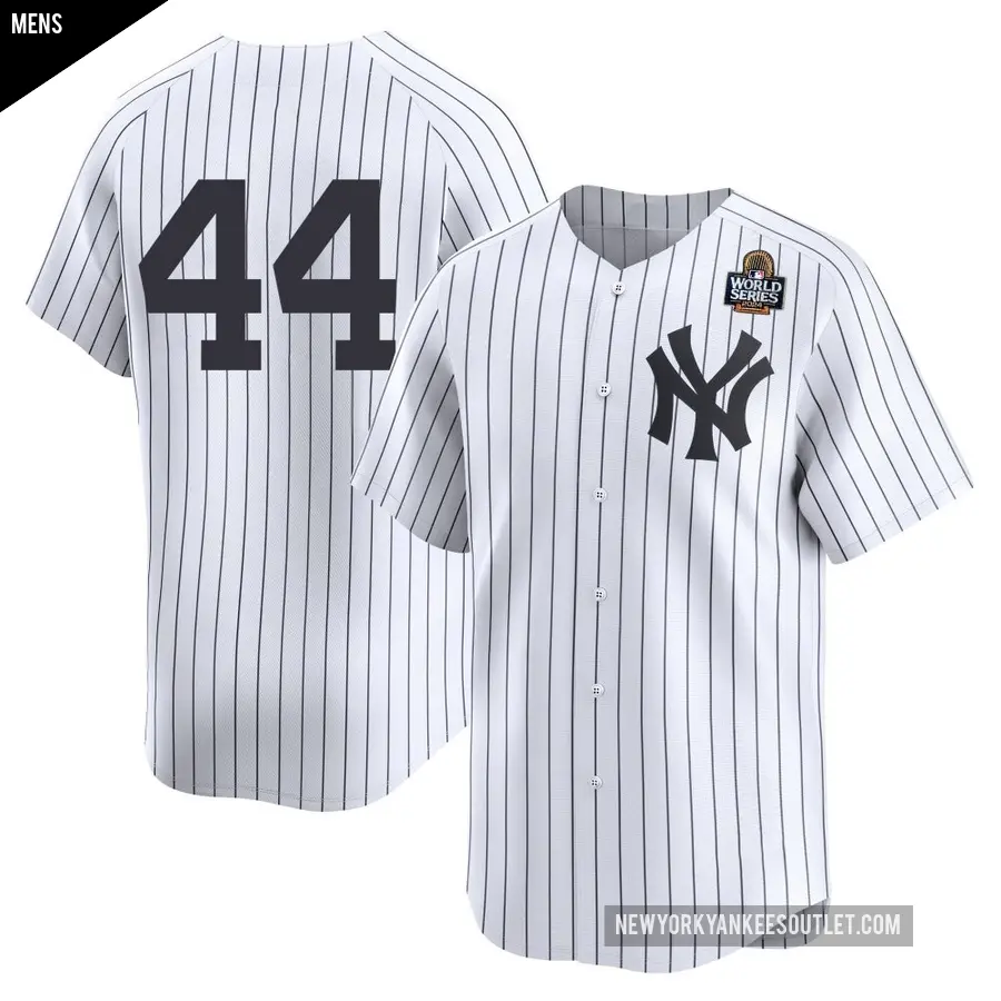 Men's New York Yankees ＃44 Reggie Jackson Limited White Yankee Home 2nd 2024 World Series Jersey