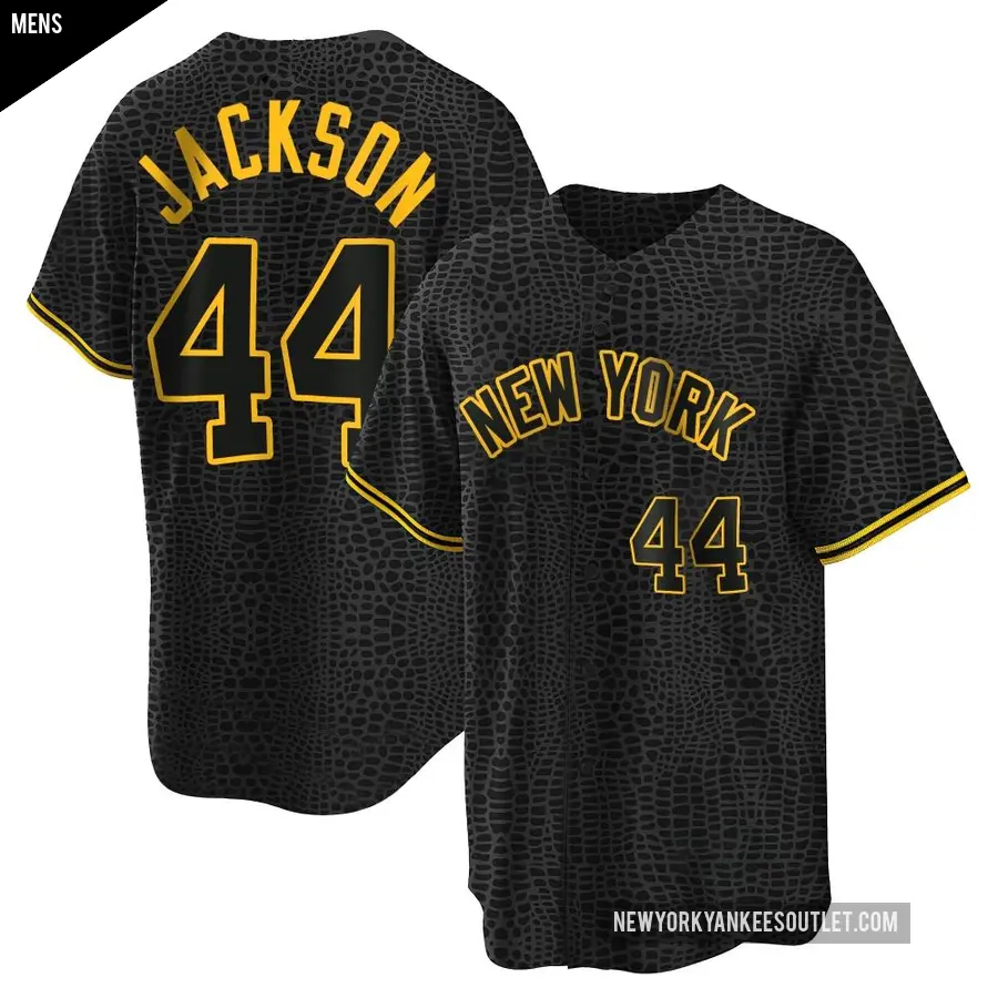 Men's New York Yankees ＃44 Reggie Jackson Replica Black Snake Skin City Jersey