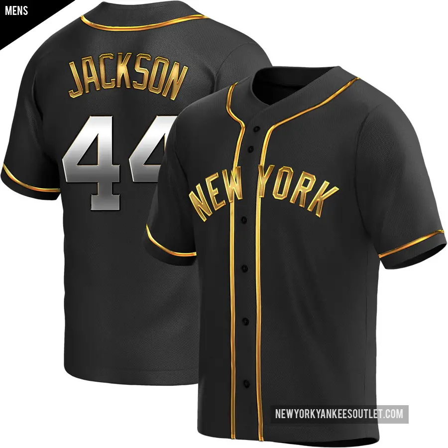 Men's New York Yankees ＃44 Reggie Jackson Replica Gold Black en Alternate Jersey