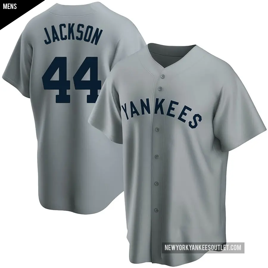 Men's New York Yankees ＃44 Reggie Jackson Replica Gray Road Cooperstown Collection Jersey