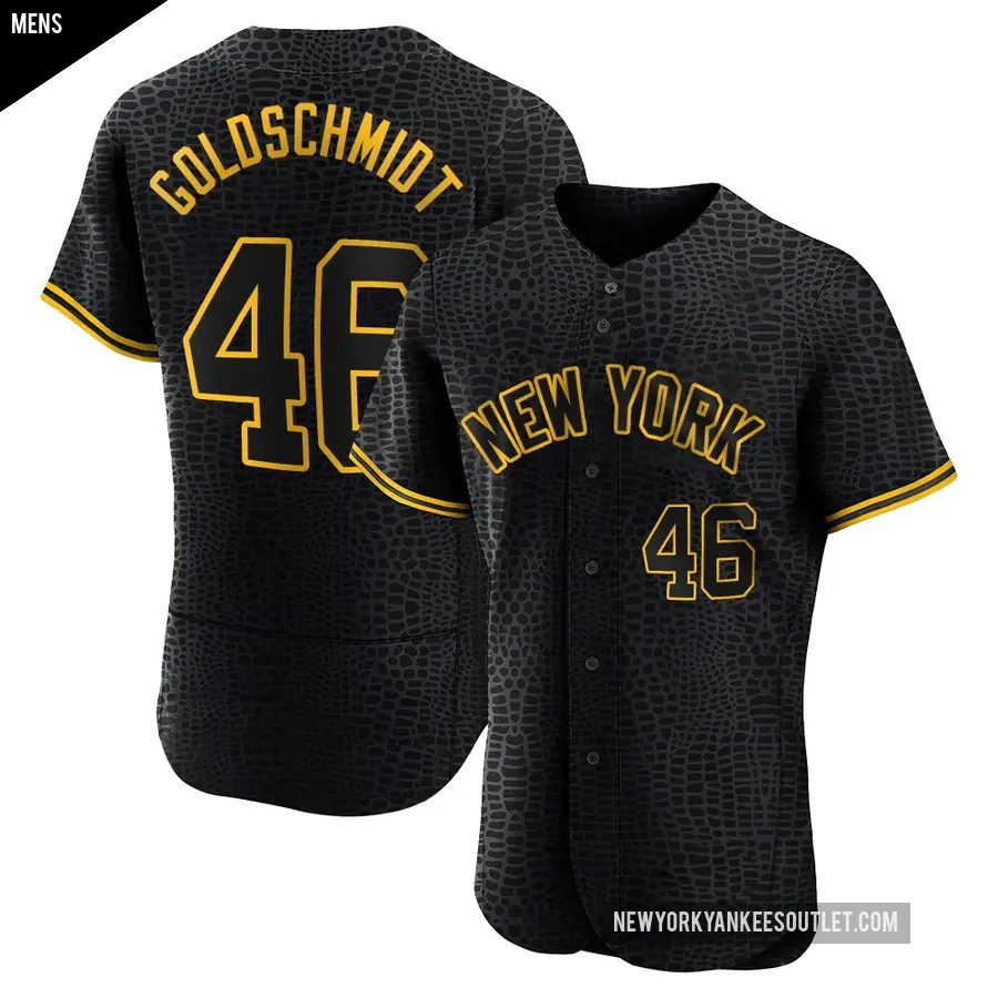 Men's New York Yankees ＃46 Paul Goldschmidt Authentic Gold Black Snake Skin City Jersey