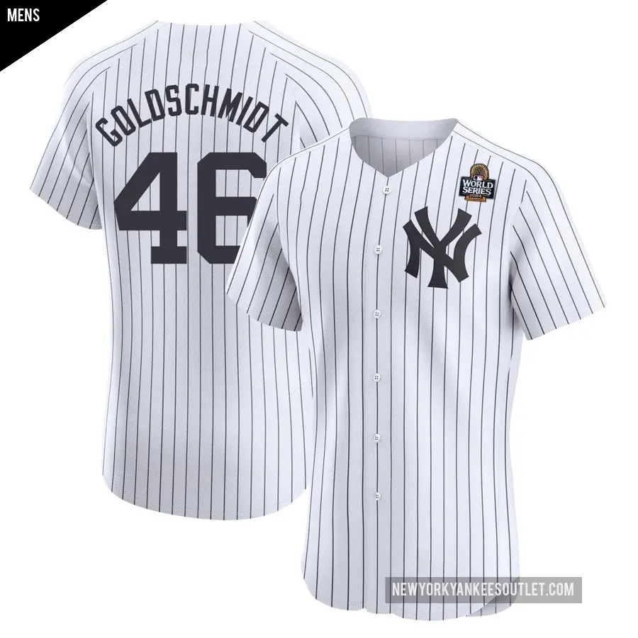 Men's New York Yankees ＃46 Paul Goldschmidt Elite Gold White Home 2024 World Series Jersey