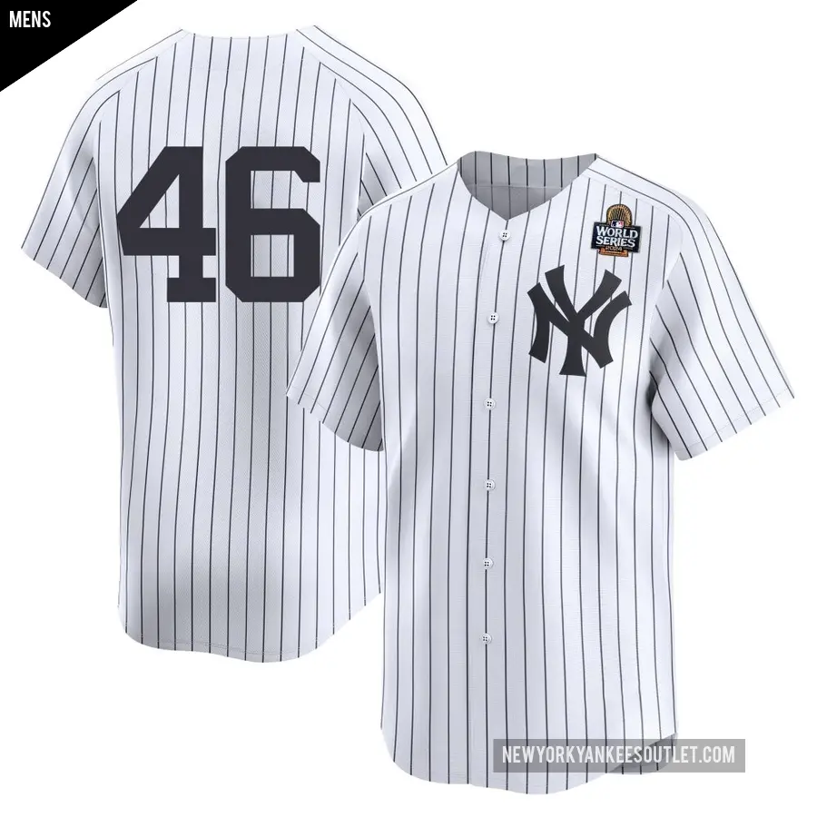 Men's New York Yankees ＃46 Paul Goldschmidt Limited Gold Yankee White Home 2nd 2024 World Series Jersey