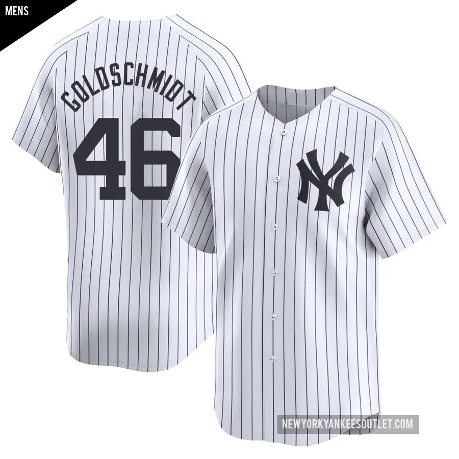 Men's New York Yankees ＃46 Paul Goldschmidt Limited Gold Yankee White Home Jersey