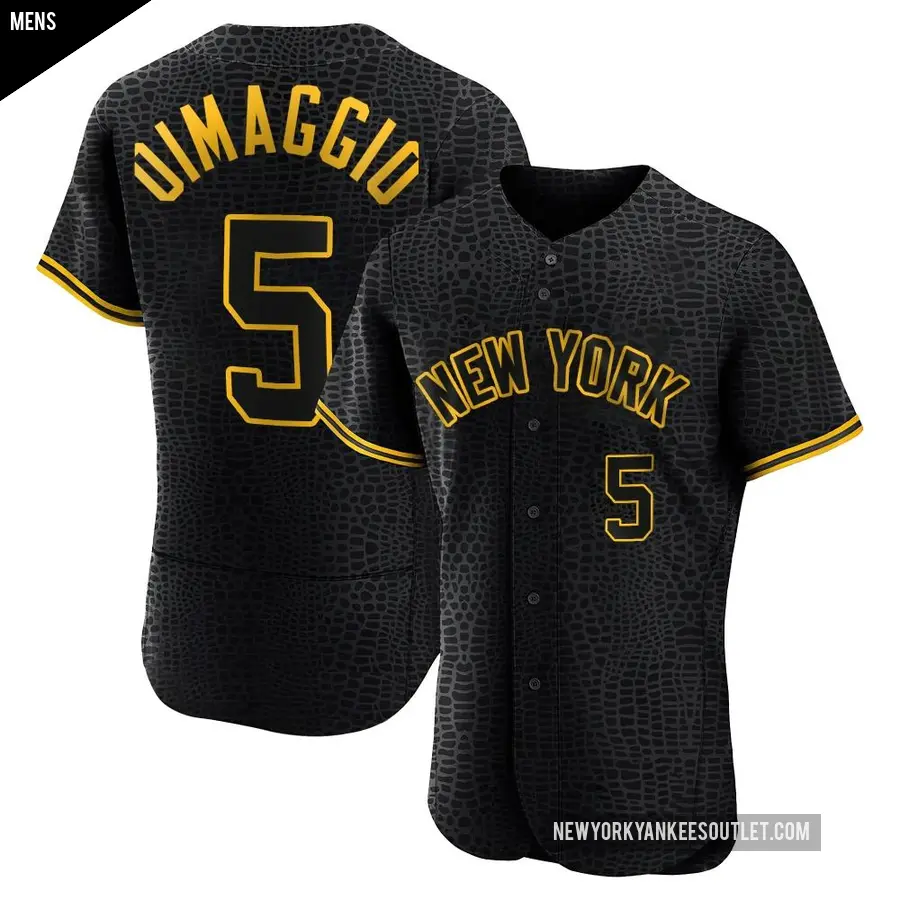 Men's New York Yankees ＃5 Joe DiMaggio Authentic Black Snake Skin City Jersey