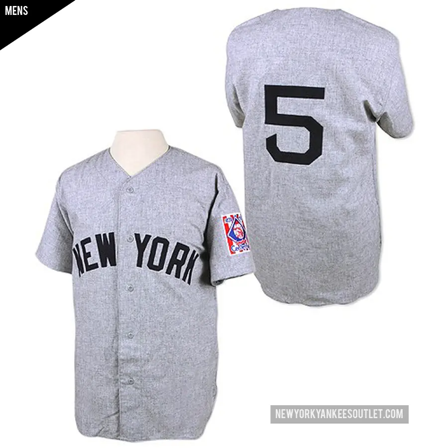 Men's New York Yankees ＃5 Joe DiMaggio Authentic Grey 1939 Throwback Jersey