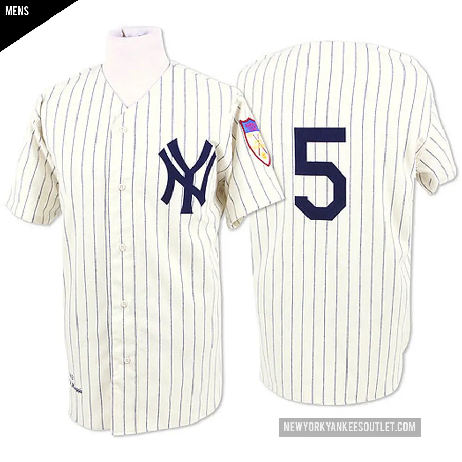 Men's New York Yankees ＃5 Joe DiMaggio Authentic White Throwback Jersey