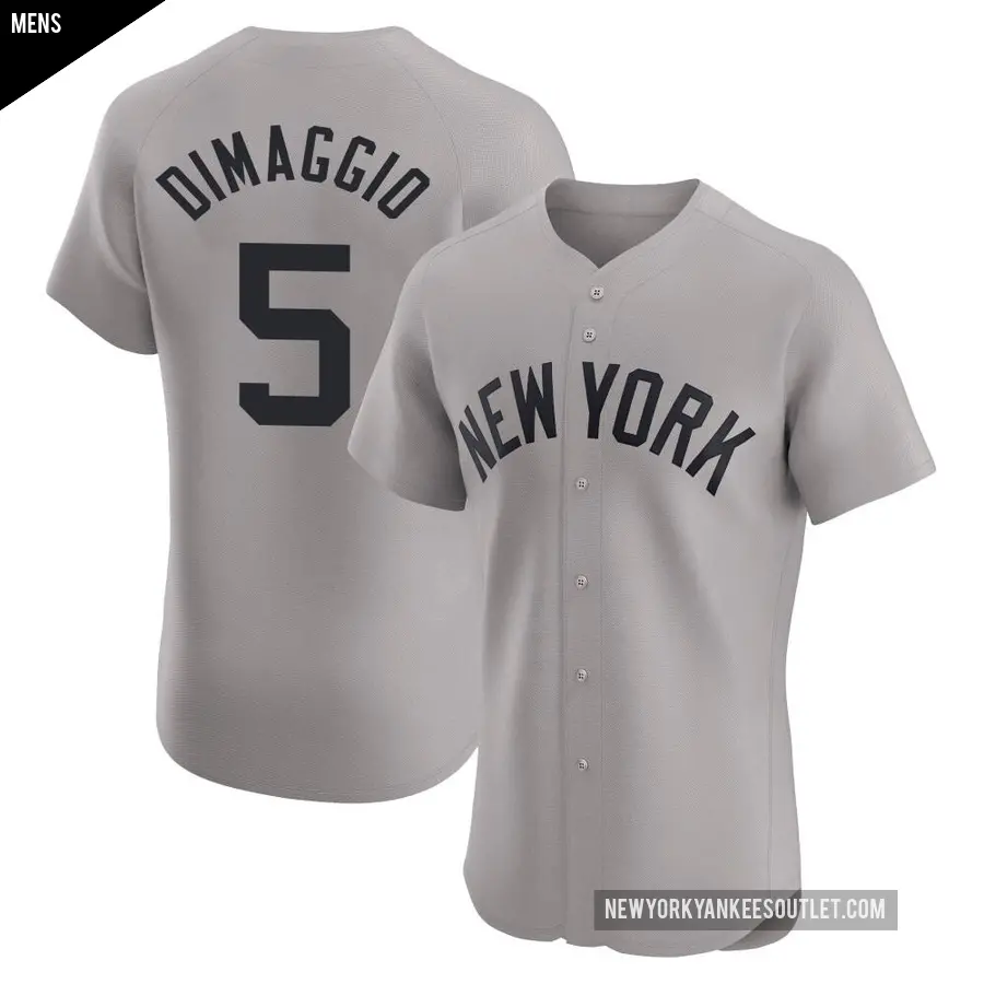 Men's New York Yankees ＃5 Joe DiMaggio Elite Gray Road Jersey