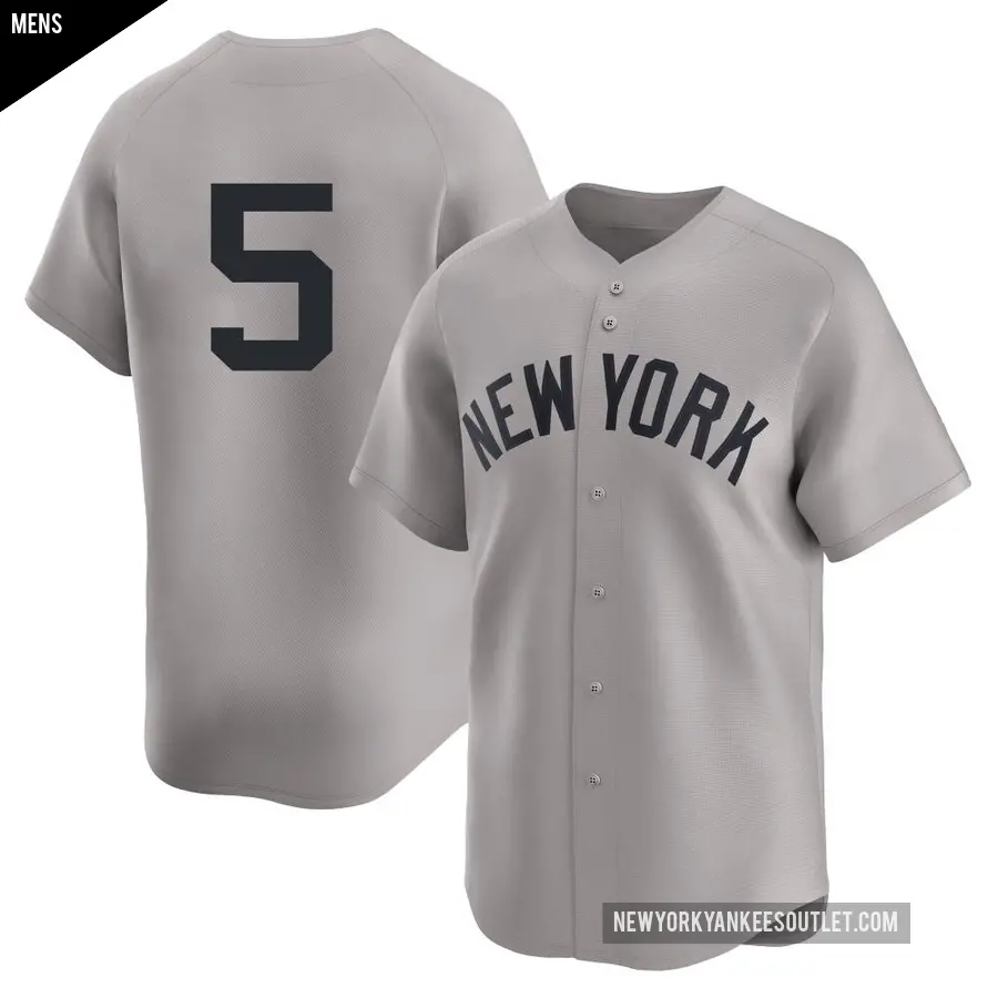 Men's New York Yankees ＃5 Joe DiMaggio Limited Gray Away 2nd Jersey