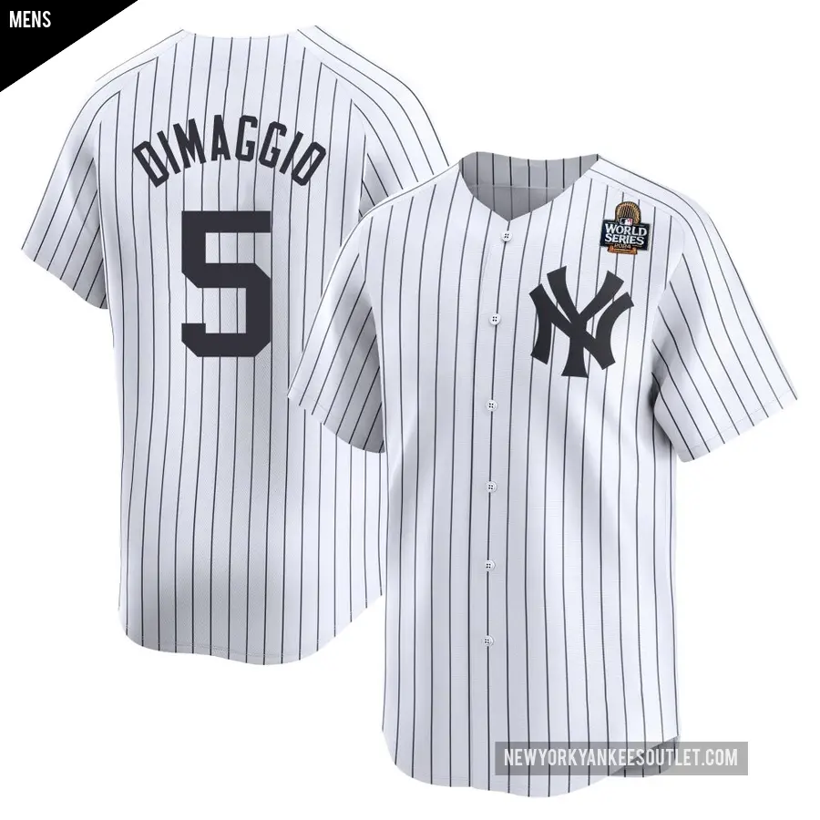 Men's New York Yankees ＃5 Joe DiMaggio Limited White Yankee Home 2024 World Series Jersey