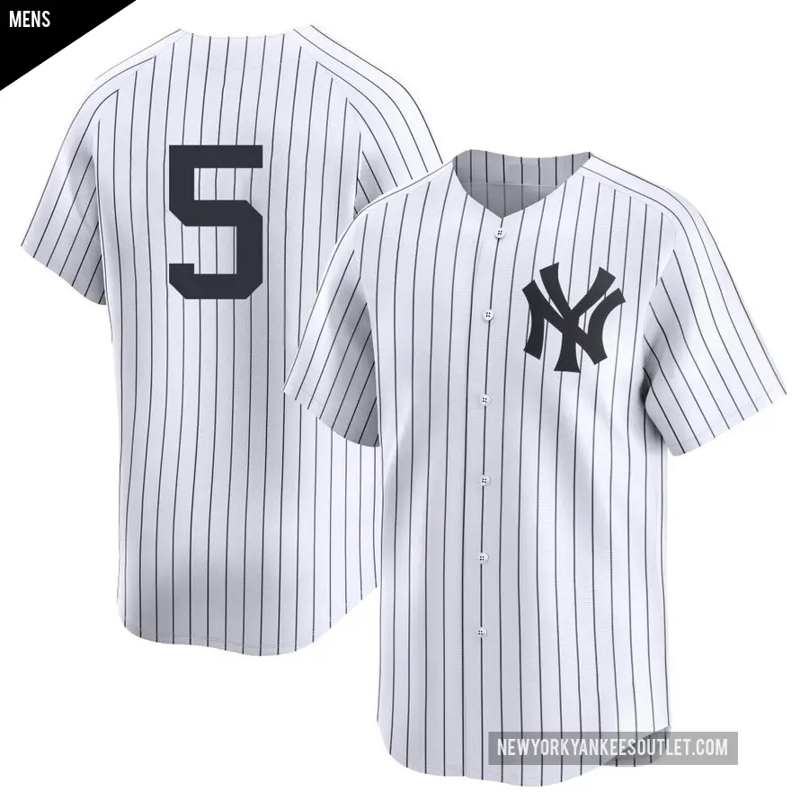 Men's New York Yankees ＃5 Joe DiMaggio Limited White Yankee Home 2nd Jersey