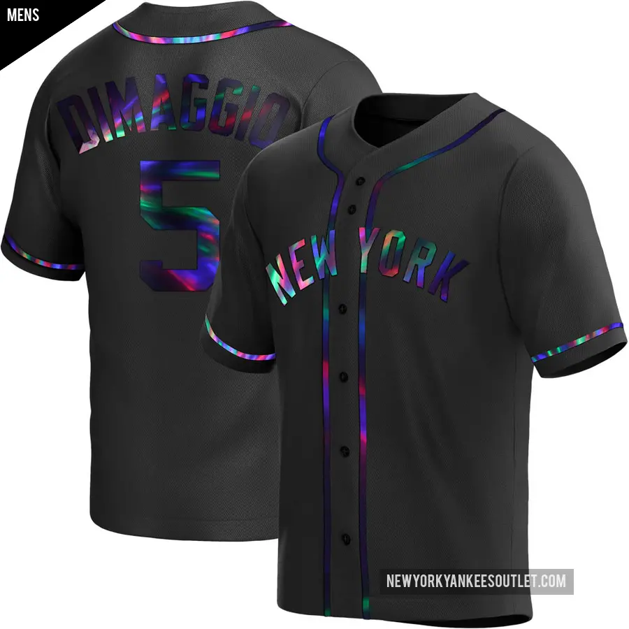 Men's New York Yankees ＃5 Joe DiMaggio Replica Black Holographic Alternate Jersey