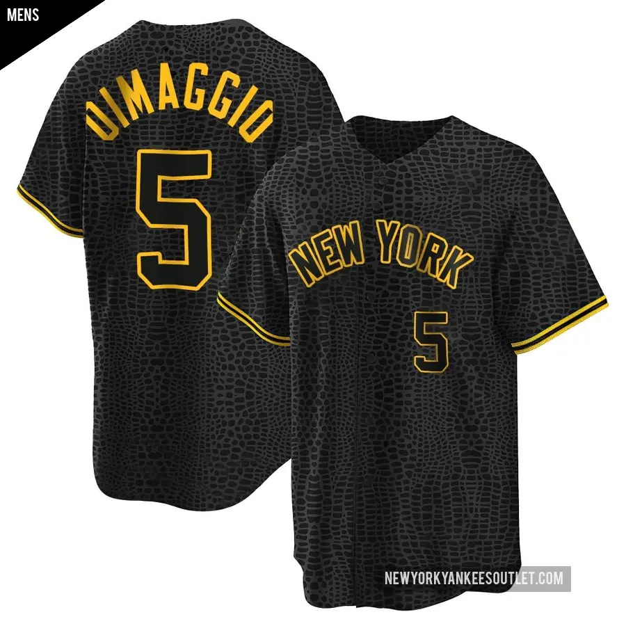 Men's New York Yankees ＃5 Joe DiMaggio Replica Black Snake Skin City Jersey