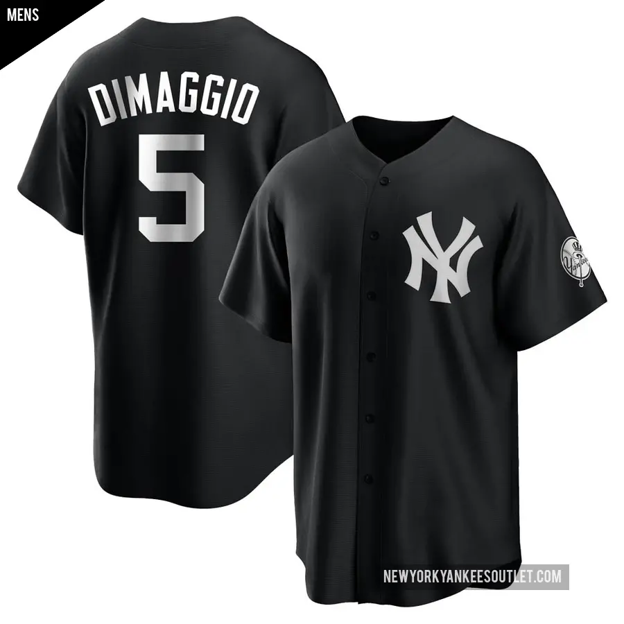 Men's New York Yankees ＃5 Joe DiMaggio Replica Black/White Jersey