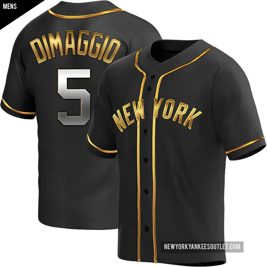 Men's New York Yankees ＃5 Joe DiMaggio Replica Gold Black en Alternate Jersey